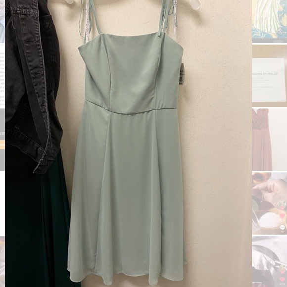 Size 4 Dusty Sage Green David’s Bridal Bridesmaids Dress - Picture 2 of 8